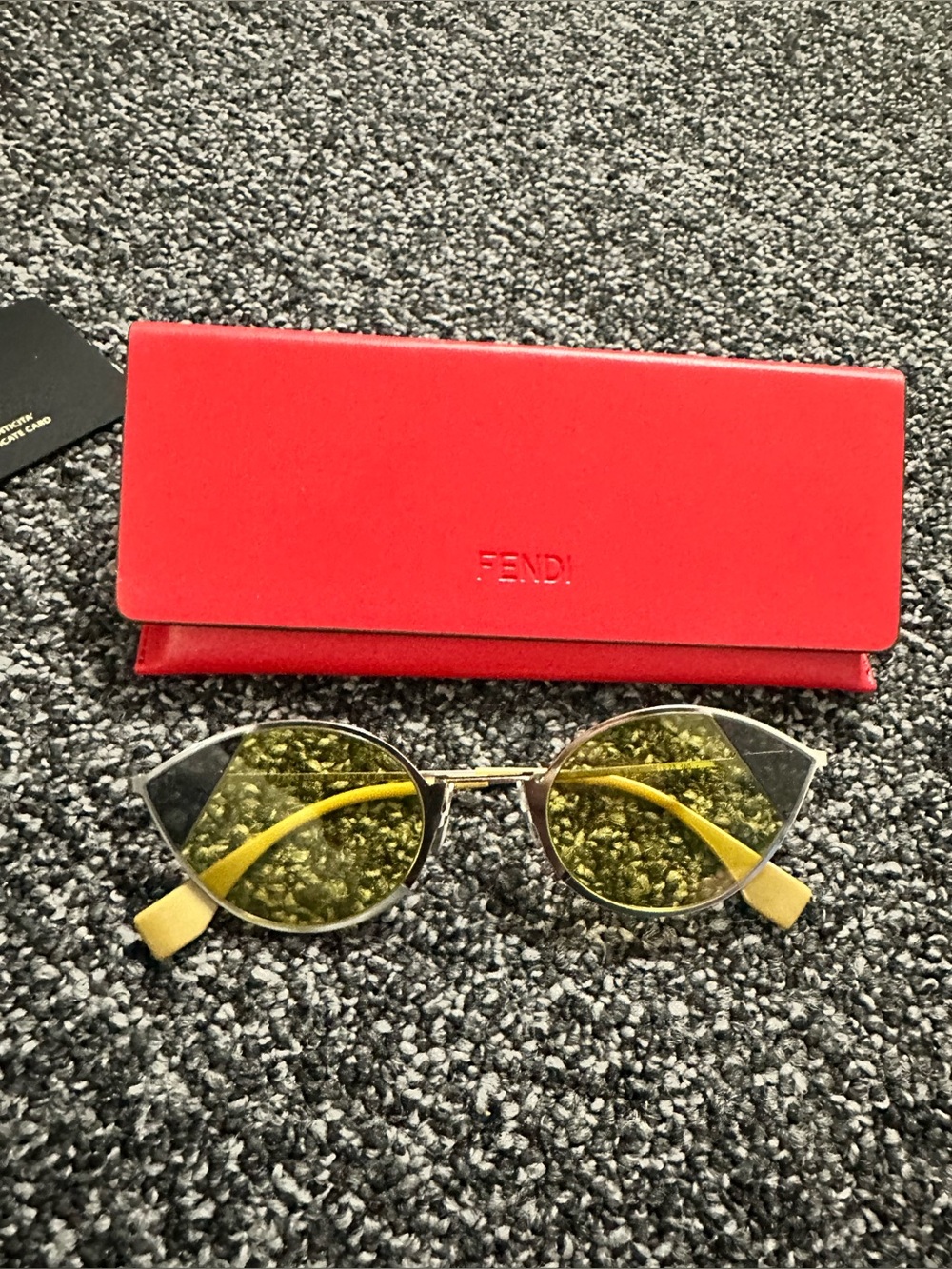 Fendi Yellow Lens Sunglasses with Red Case